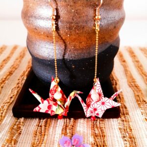 Birds Earrings red-toned with chain
