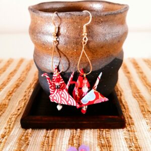 Birds Earrings in red-toned