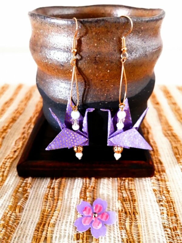 Birds Earrings purple-toned
