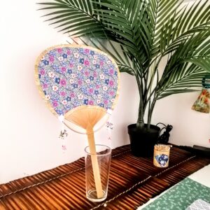 Japanese Fan - Yuzen Washi Blue Tone & Unique Pendants