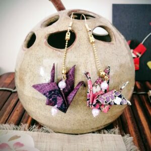 Tsuru Earrings dark purple-toned