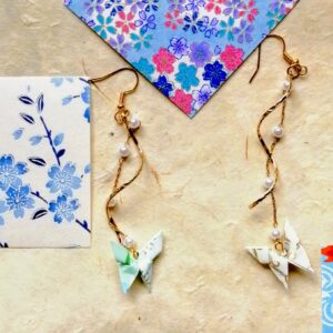 Papillon Earrings – Origami in Yuzen Washi Paper