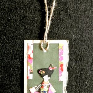 Handmade Geisha Bookmark in Pink Purple Kimono – Yuzen Washi Paper