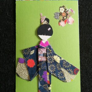 Handmade Geisha Bookmark in Dark Kimono– Yuzen Washi Paper
