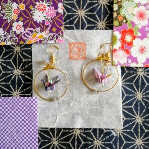 Tsuru Origami Hoop Earrings – Yuzen Washi